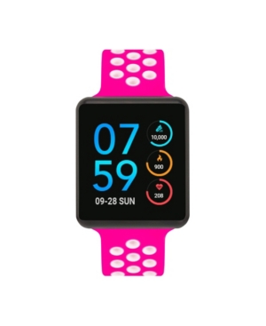 image of iTouch Women-s Air Se Black Case with Fuchsia and White Perforated Strap 35mm - A Special Edition