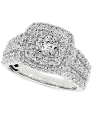 image of Diamond Square Halo Engagement Ring (1-1/2 ct. t.w.) in 14k White Gold