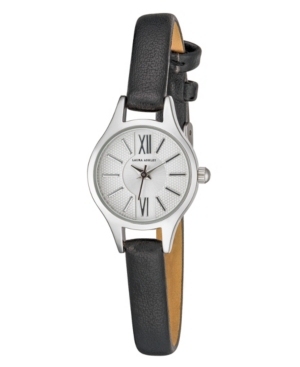image of Laura Ashley Women-s Petite Case Black Polyurethane Strap Watch 23mm
