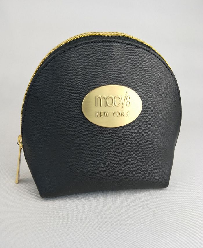 Macy's Macy’s Crosshatch Large Cosmetic Bag/gold New York Plaque