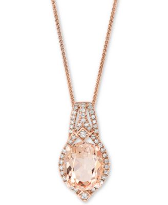 LALI Jewels - Morganite (2-3/4 ct. t.w.) & Diamond (1/5 ct. t.w.) 18" Pendant Necklace in 14k Rose Gold