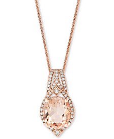 Morganite (2-3/4 ct. t.w.) & Diamond (1/5 ct. t.w.) 18" Pendant Necklace in 14k Rose Gold