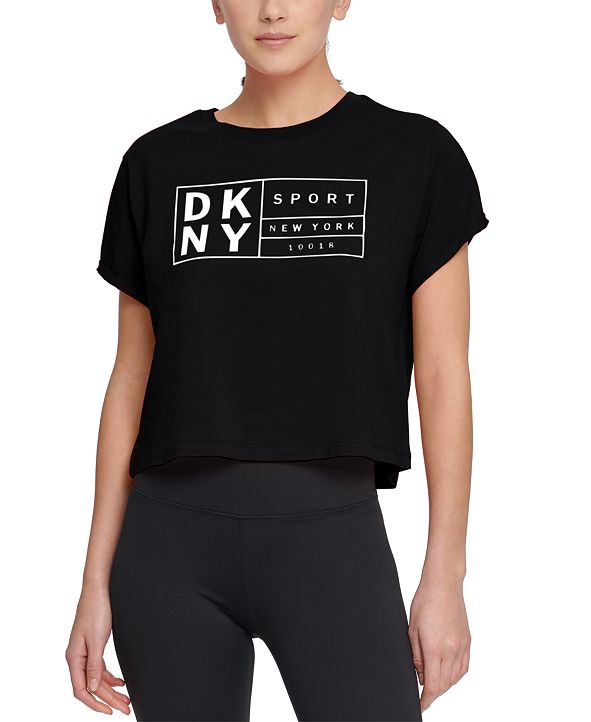 DKNY Sport Cotton Logo Cropped T-Shirt & Reviews - Tops - Women - Macy's