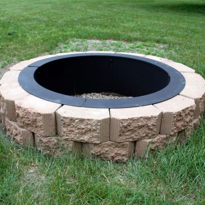 Outdoor Heavy-Duty Steel Portable Above Ground or In-Ground Round Fire Pit Liner Ring - Black