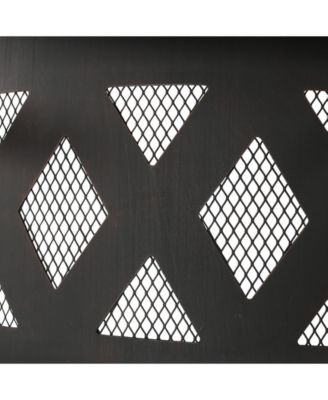 Outdoor Camping or Backyard Crossweave Cut Out Fire Pit with Spark Screen and Log Poker