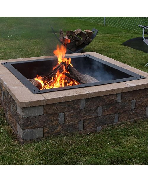 Sunnydaze Decor Large Square Fire Pit Ring Insert DIY Fire ...