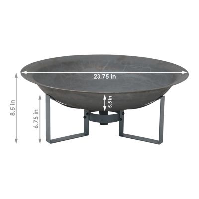 Outdoor Camping or Backyard Cast Iron with Heat Resistant Finish Modern Round Fire Pit Bowl with Stand - 23" - Bronze