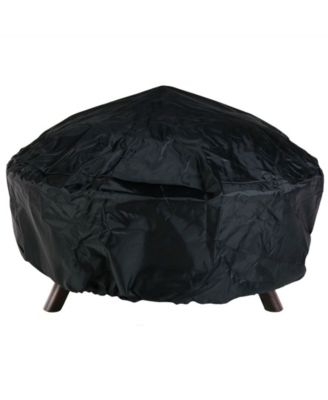 Outdoor Camping or Backyard Crossweave Cut Out Fire Pit with Spark Screen, Log Poker, and Metal Wood Grate - Bronze