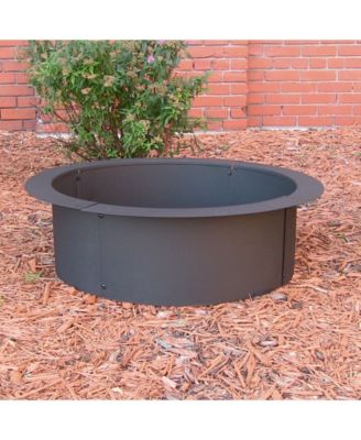 Outdoor Heavy-Duty Steel Portable Above Ground or In-Ground Round Fire Pit Liner Ring - Black
