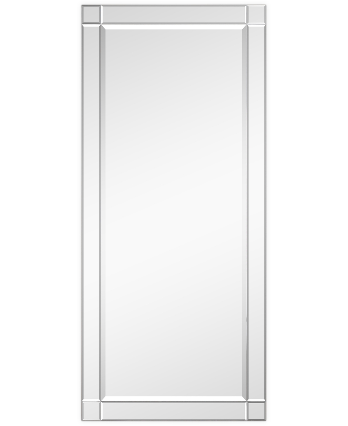Moderno Squared Corner Beveled Rectangle Wall Mirror, 54" x 24" x 1.18" - Clear