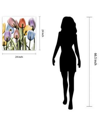 Tulip Scape x-ray II Frameless Free Floating Tempered Glass Panel Graphic Wall Art, 24" x 24" x 0.2"