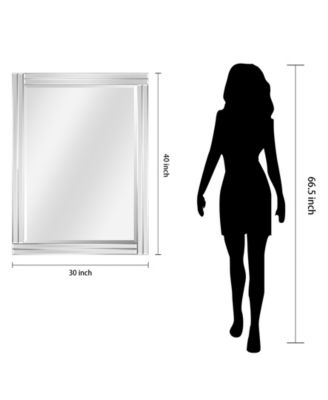 Moderno Stepped Beveled Rectangle Wall Mirror, 40" x 30" x 1.18"