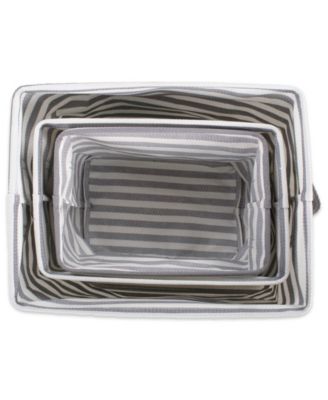 Polyethylene Coated Herringbone Woven Cotton Laundry Bin Stripe Rectangle Set of 3