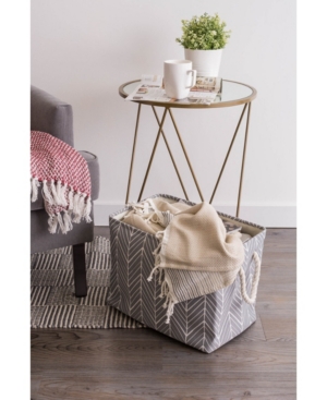 Design Imports Polyester Bin Herringbone Square In Gray