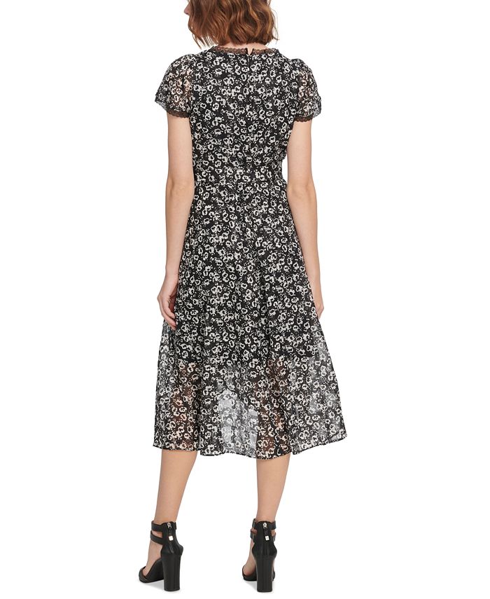 DKNY Chiffon Flutter-Sleeve Midi Dress - Macy's