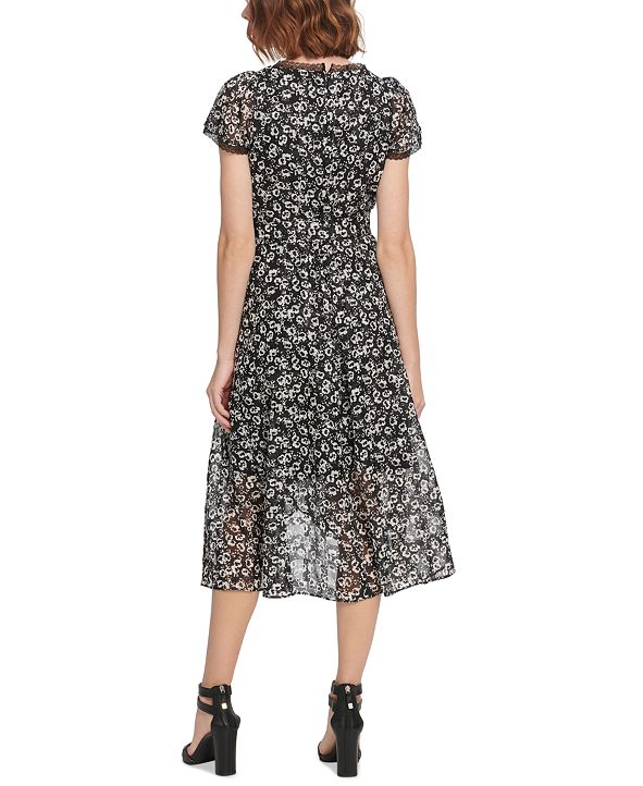 DKNY Chiffon Flutter-Sleeve Midi Dress & Reviews - Dresses - Women - Macy's