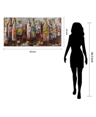 5 O'clock Mixed Media Iron Hand Painted Dimensional Wall Art, 24" x 48" x 2.2"