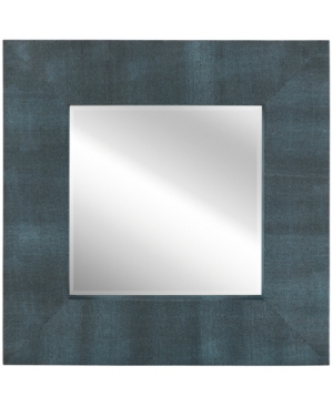 Empire Art Direct Beveled Wall Mirror Metallic Faux Shagreen Leather Framed Leaner, 30" X 30" X 3" In Blue