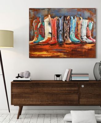 Empire Art Cowboy’s Boots Mixed Media Iron Hand Painted Dimensional Wall Art, 30" x 40" x 2.4"
