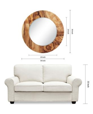 Forest Round Beveled Wall Mirror on Free Floating Reverse Printed Tempered Art Glass, 36" x 36" x 0.4"