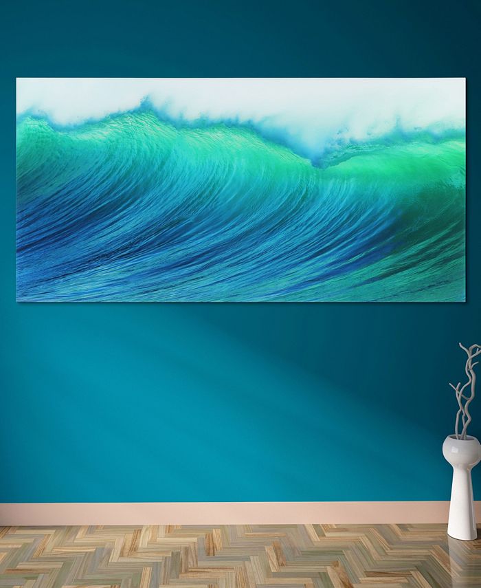 Empire Art Direct Blue Wave Frameless Free Floating Tempered Art Glass Wall Art by EAD Art Coop