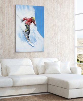 Skiing Mixed Media Iron Hand Painted Dimensional Wall Art, 48" x 32" x 2.6"