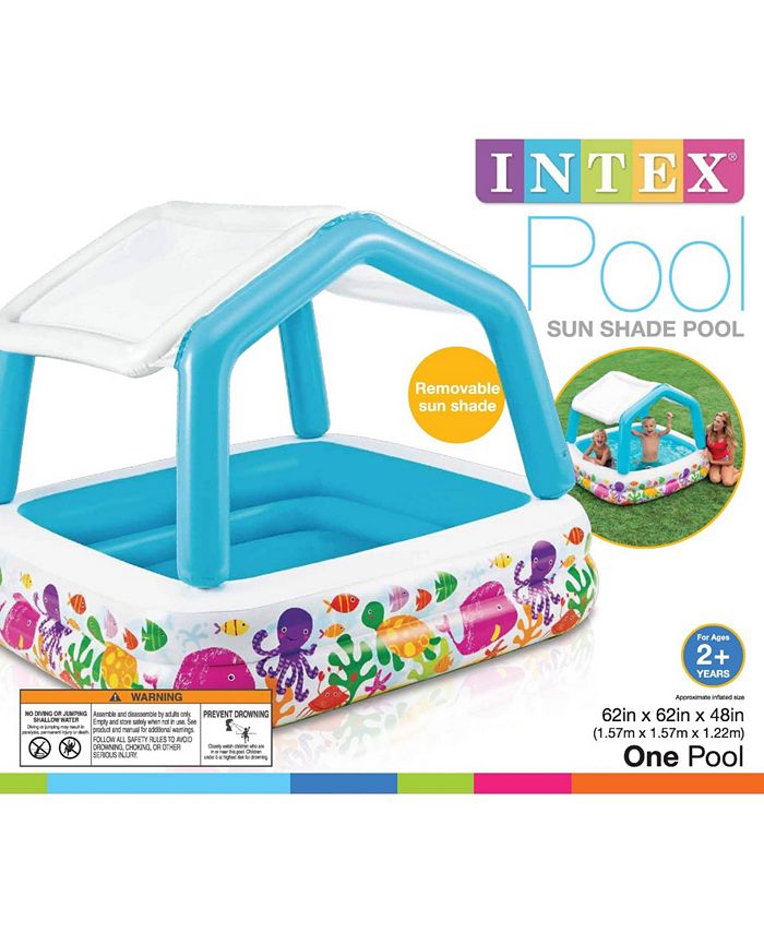 intex inflatable ocean scene sun shade kids swimming pool with canopy 57470ep