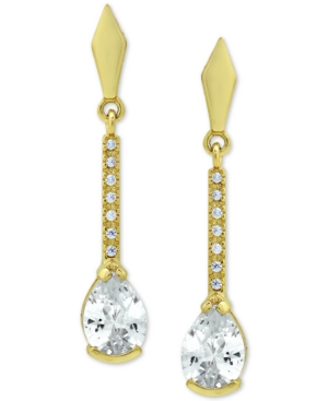 image of Giani Bernini Cubic Zirconia Teardrop Linear Drop Earrings in 18k Gold-Plated Sterling Silver, Created for Macy-s