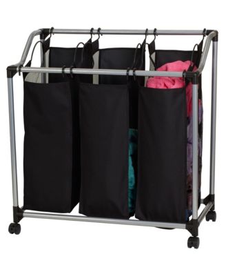 Household Essentials Rolling Triple Laundry Sorter 