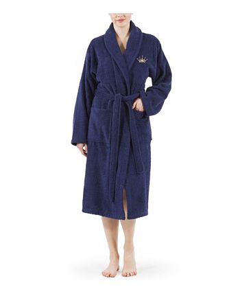 Linum Home Embroidered with Cheetah Crown Terry Bath Robe - Macy's
