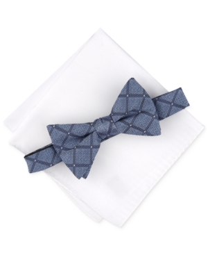 Alfani Men's Dot Gird Bow Tie & Solid Pocket Square Set, Created for Macy's