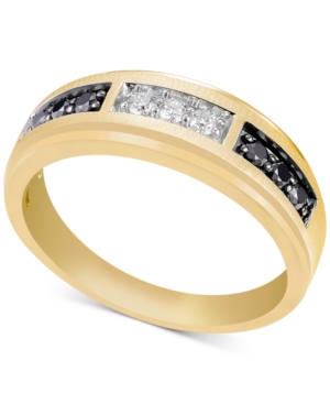 image of Men-s Black & White Diamond Band (1/2 ct. t.w.) in 10k Gold