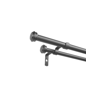Exclusive Home Topper Double Curtain Rod And Finial Set, 66"-120" In Grey
