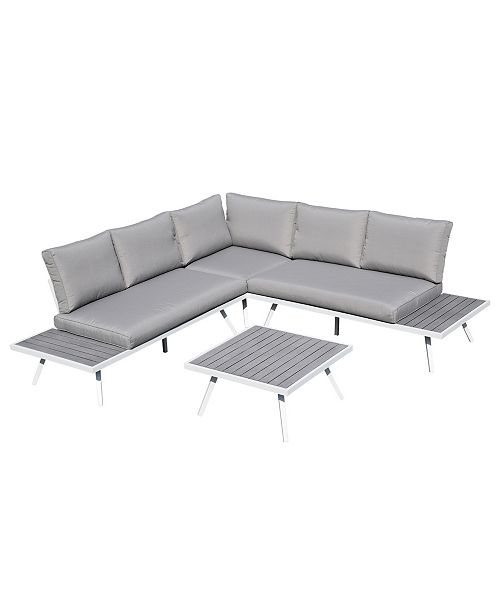 4 Piece Outdoor Aluminum Sectional Sofa Set With Cushions