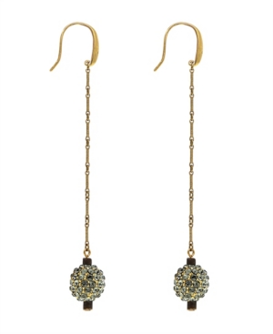 image of T.r.u. by 1928 14 K Gold Dipped Long Wire Fireball Linear Earring with Swarovski Crystals