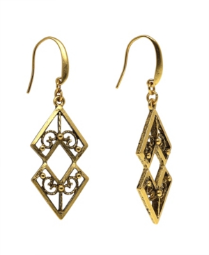 image of T.r.u. by 1928 Matte 14 K Gold Dipped Chevron Drop Earring