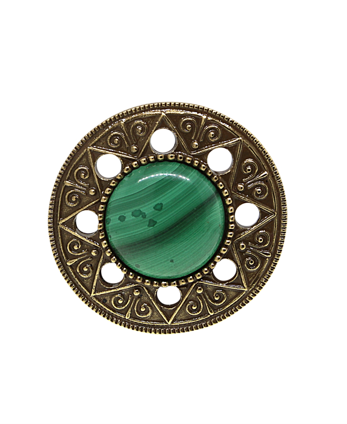 1928 T.r.u. By  Aztec Mandala Semi-precious Malachite Ring In Green