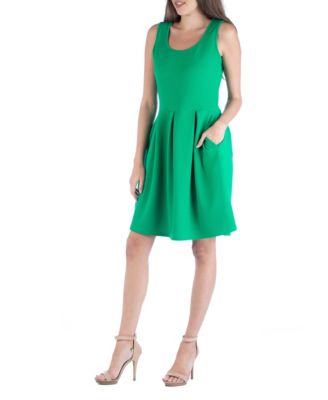 Sleeveless Skater Pleated Mini Dress with Pockets
