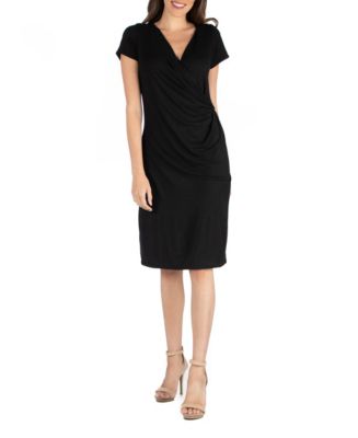 24seven Comfort Apparel Faux Wrap over Dress with Cap Sleeves & Reviews ...