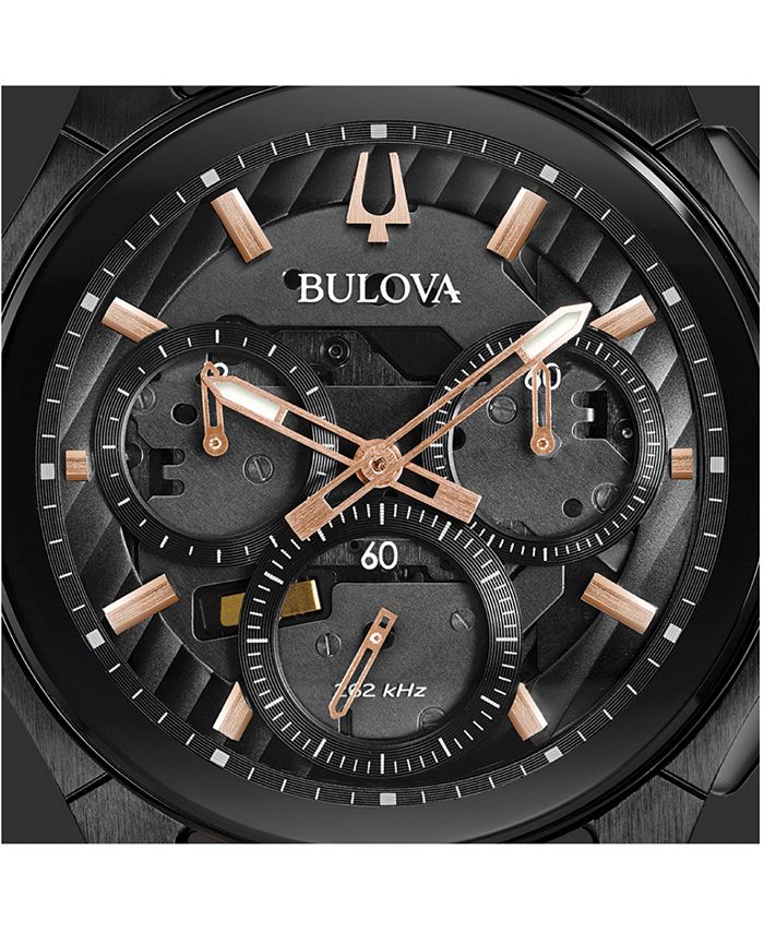 Bulova - Men's Chronograph Curv Black Stainless Steel Bracelet Watch 44mm