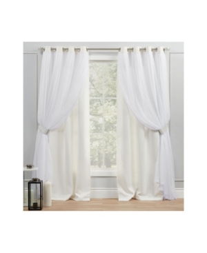 EXCLUSIVE HOME CURTAINS CATARINA LAYERED SOLID BLACKOUT AND SHEER GROMMET TOP CURTAIN PANEL PAIR, 52" X 108"