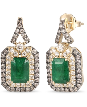 image of Le Vian New Emerald (1-3/8 ct. t.w.) & Diamond (3/4 ct. t.w.) Drop Earrings in 14k Gold