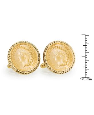 American Coin Treasures Gold-Layered Civil War Indian Head Penny Rope Bezel Coin Cuff Links