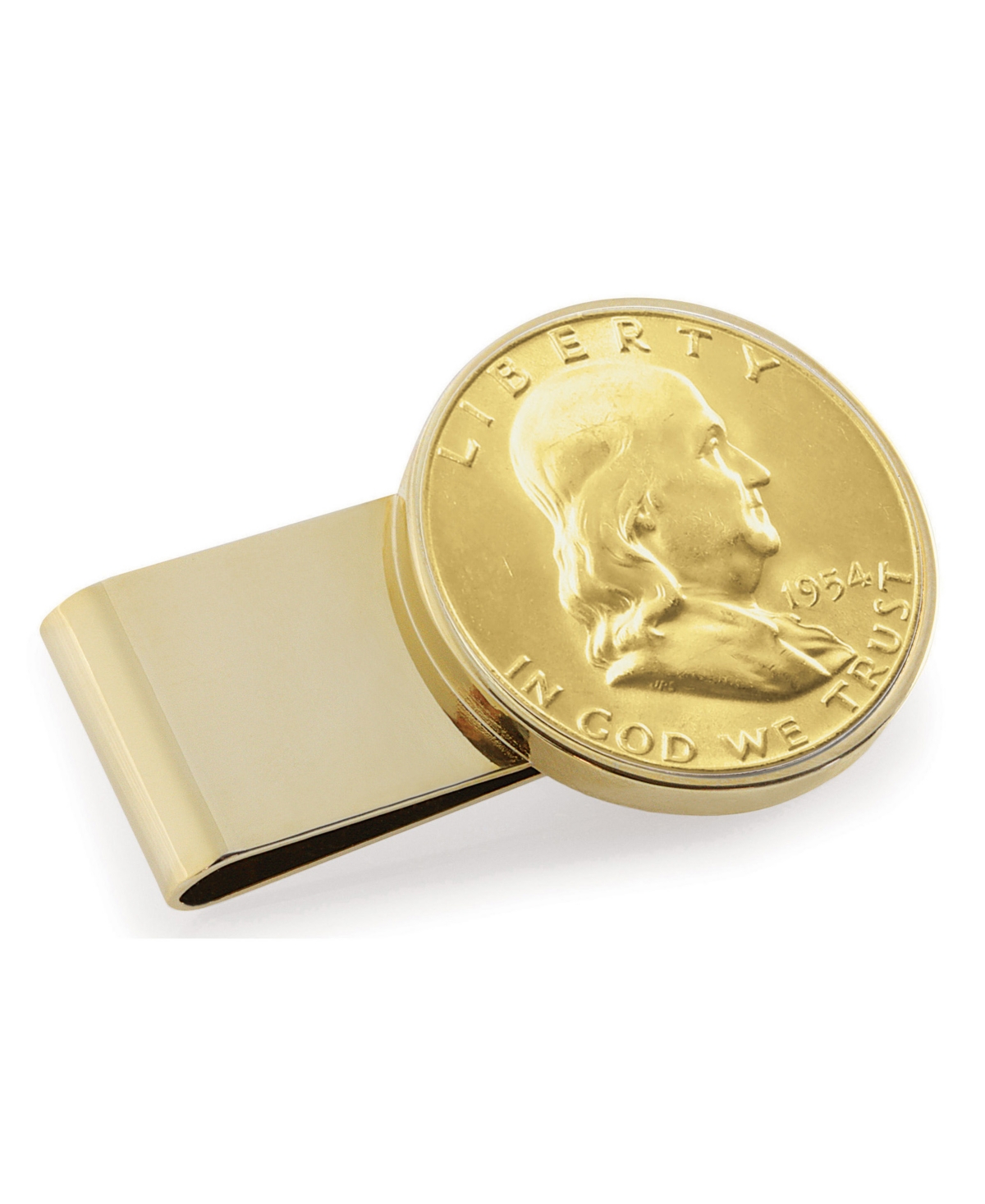 Men's American Coin Treasures Gold-Layered Silver Franklin Half Dollar Stainless Steel Coin Money Clip - Gold