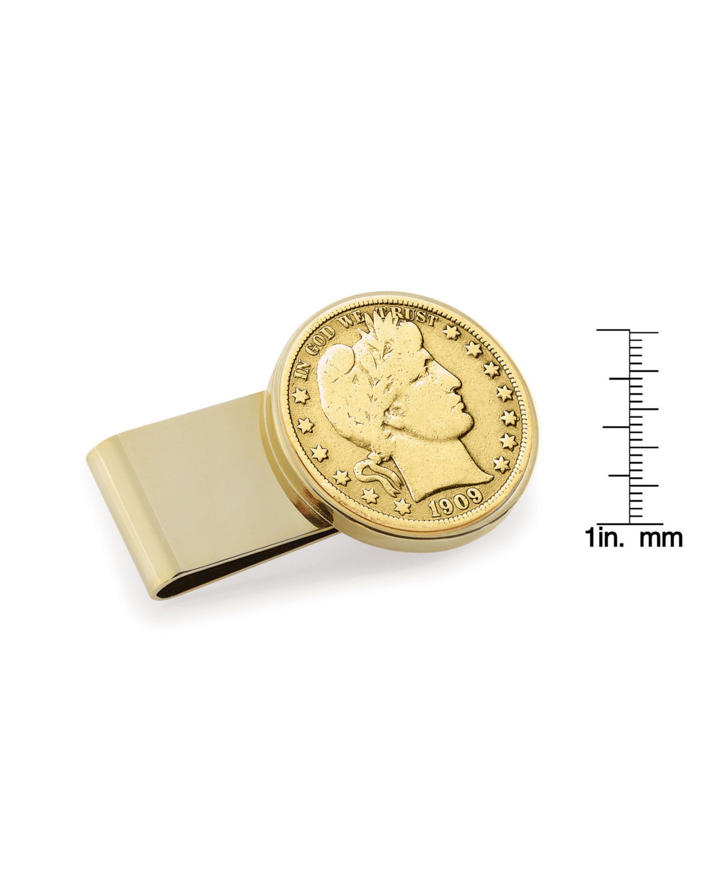 Мужской позолоченный зажим для денег из стали American Coin Treasures с монетой Barber — фото 2