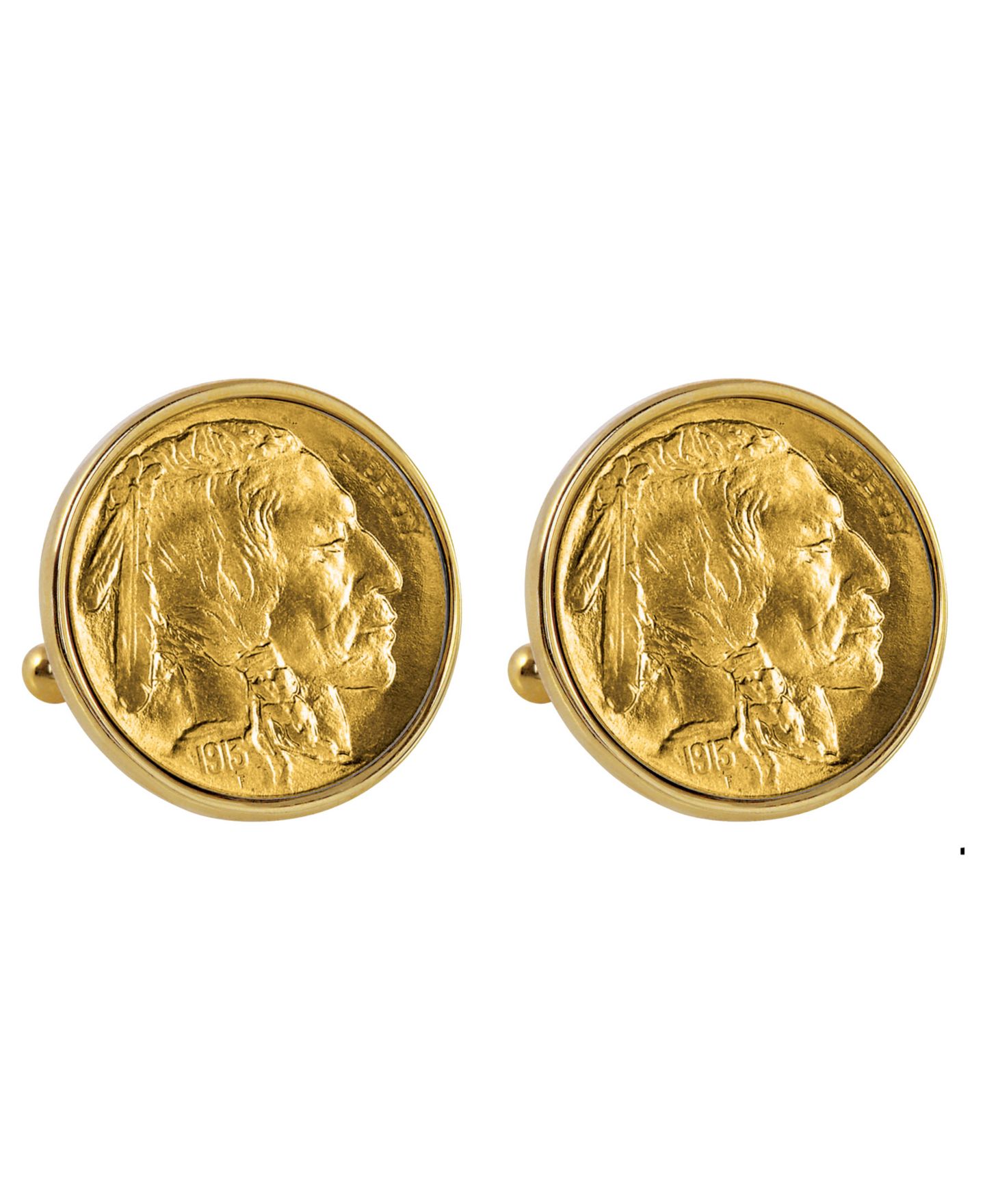Мужские запонки American Coin Treasures Gold-Layered 1913 First-Year-Of-Issue Buffalo Nickel Bezel Coin Cuff Links — фото 1