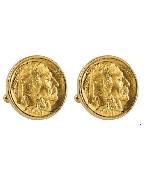 Мужские запонки American Coin Treasures Gold-Layered 1913 First-Year-Of-Issue Buffalo Nickel Bezel Coin Cuff Links