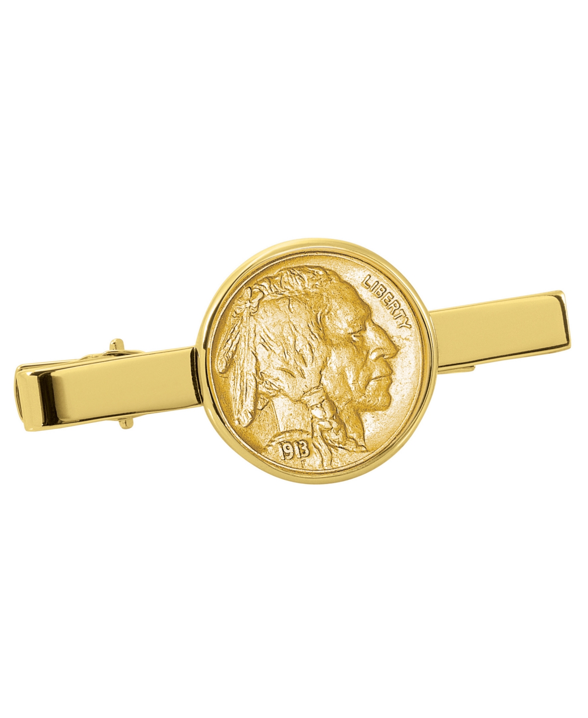 Gold-Layered Buffalo Nickel Coin Tie Clip - Gold
