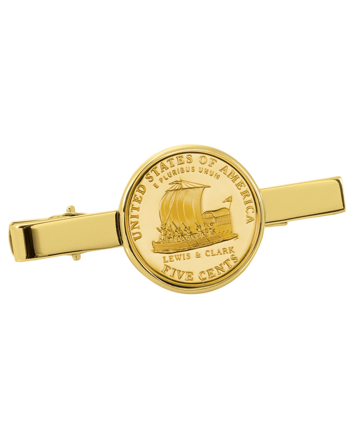Gold-Layered Westward Journey Keelboat Nickel Coin Tie Clip - Gold
