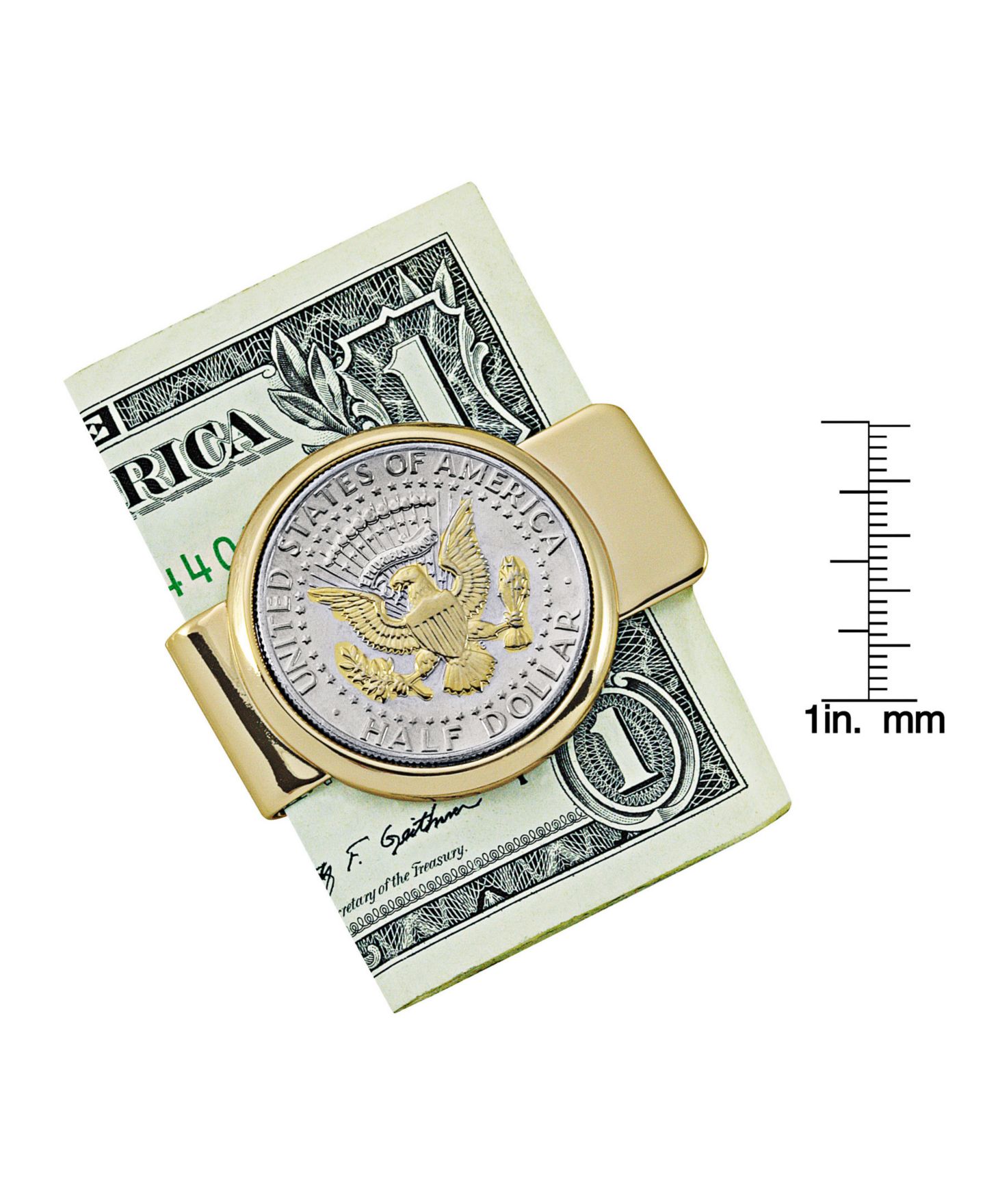 Мужской зажим для денег American Coin Treasures Presidential Seal, монета JFK — фото 3